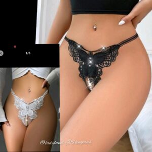 1 Pc woman's pearl thong underwear, sexy sparkle embroidery. Free size